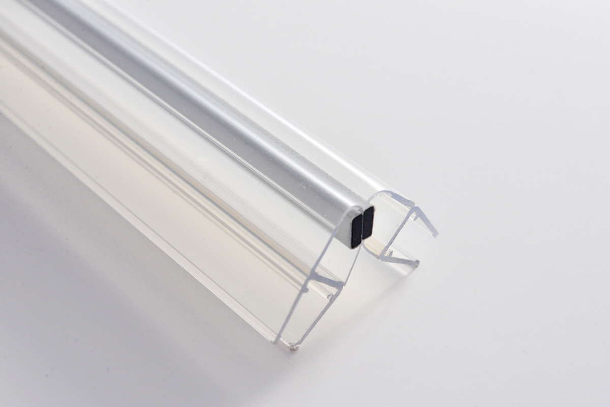 PVC-Magnetdichtung 8 mm, 45°, schmaler Glaseinstand, transparent