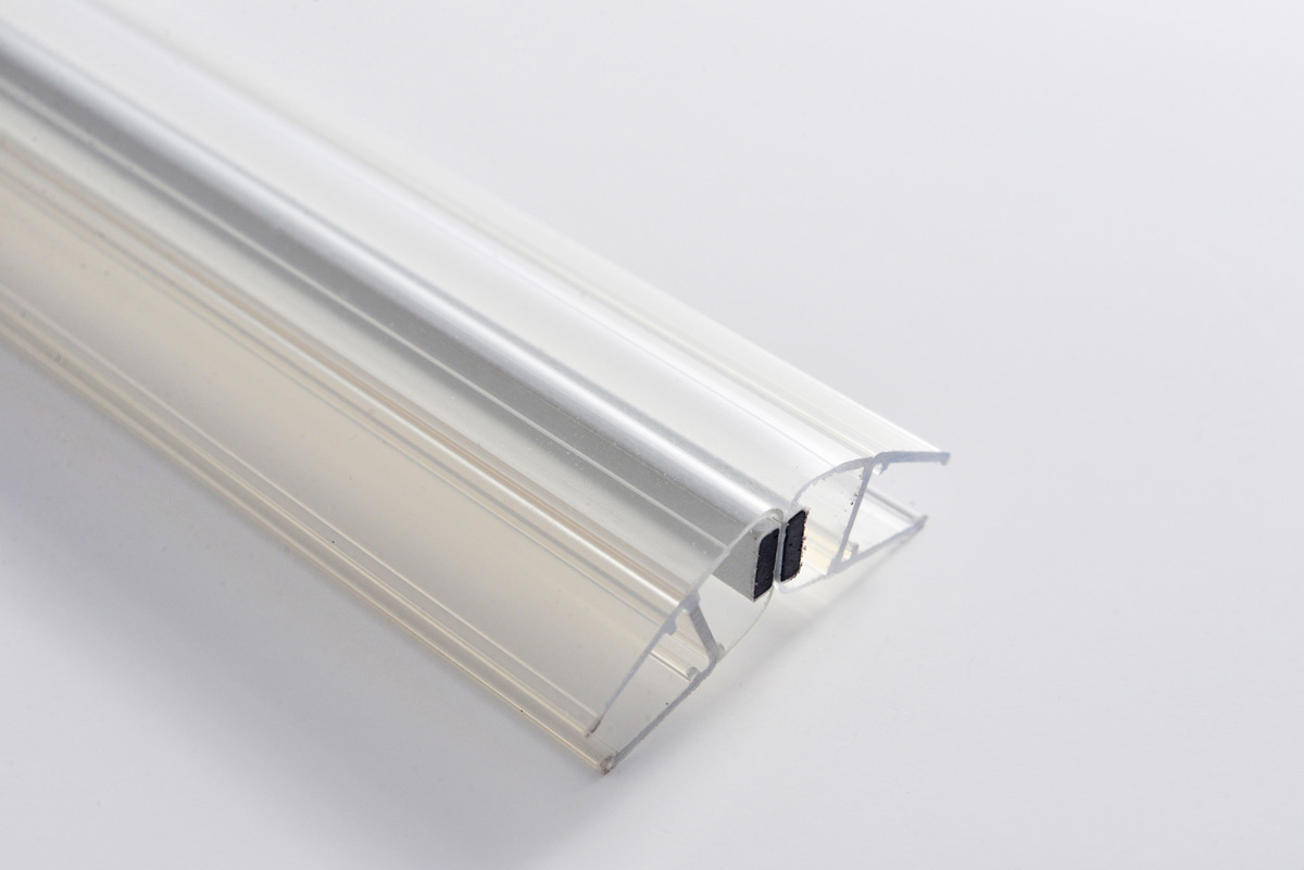 PVC-Magnetdichtung 6/8 mm, 22,5°, breiter Glaseinstand, transparent